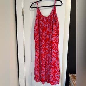 LOFT Vibrant Red and Purple Dress